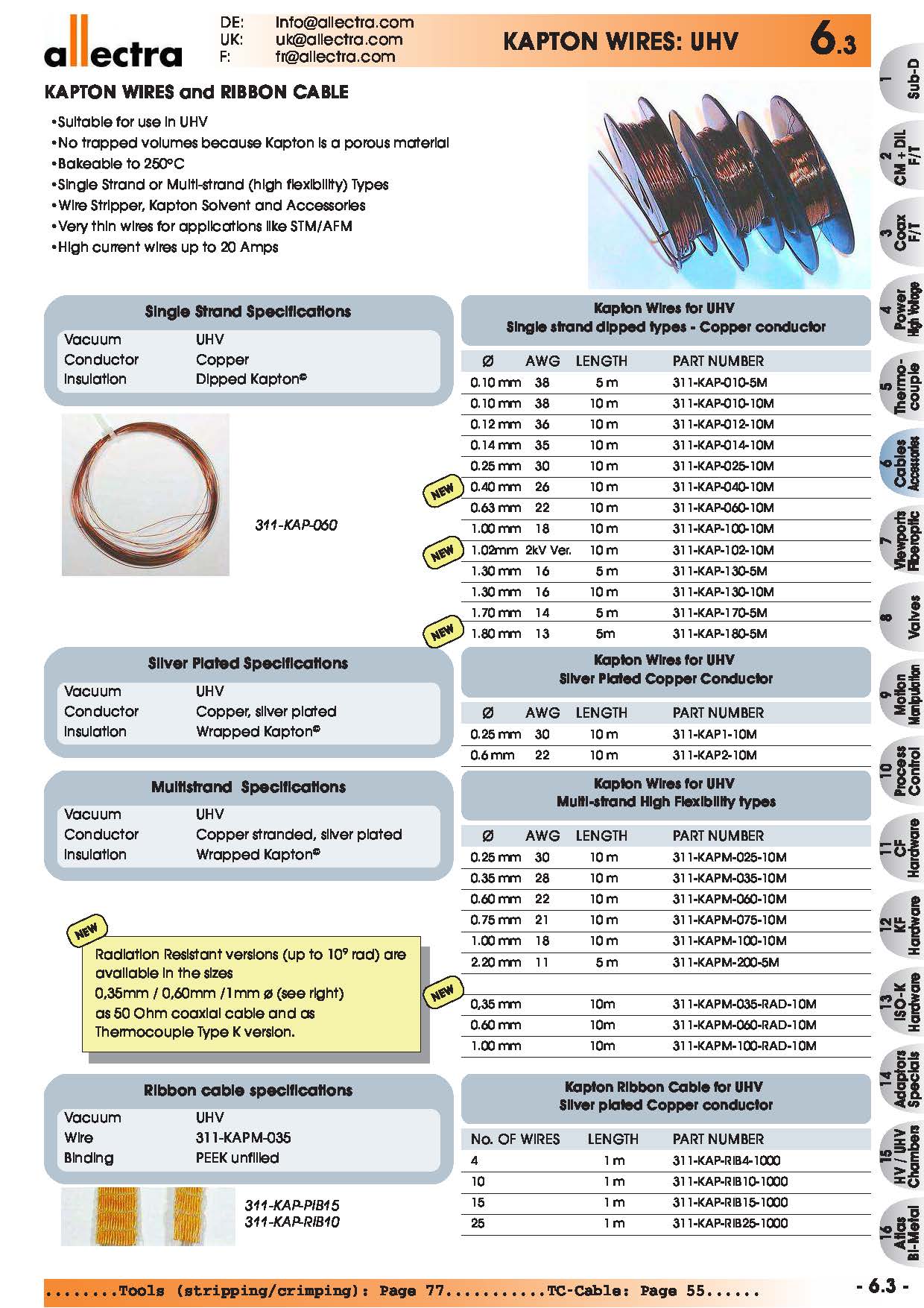 allectra超高真空KATON线缆和带状电缆