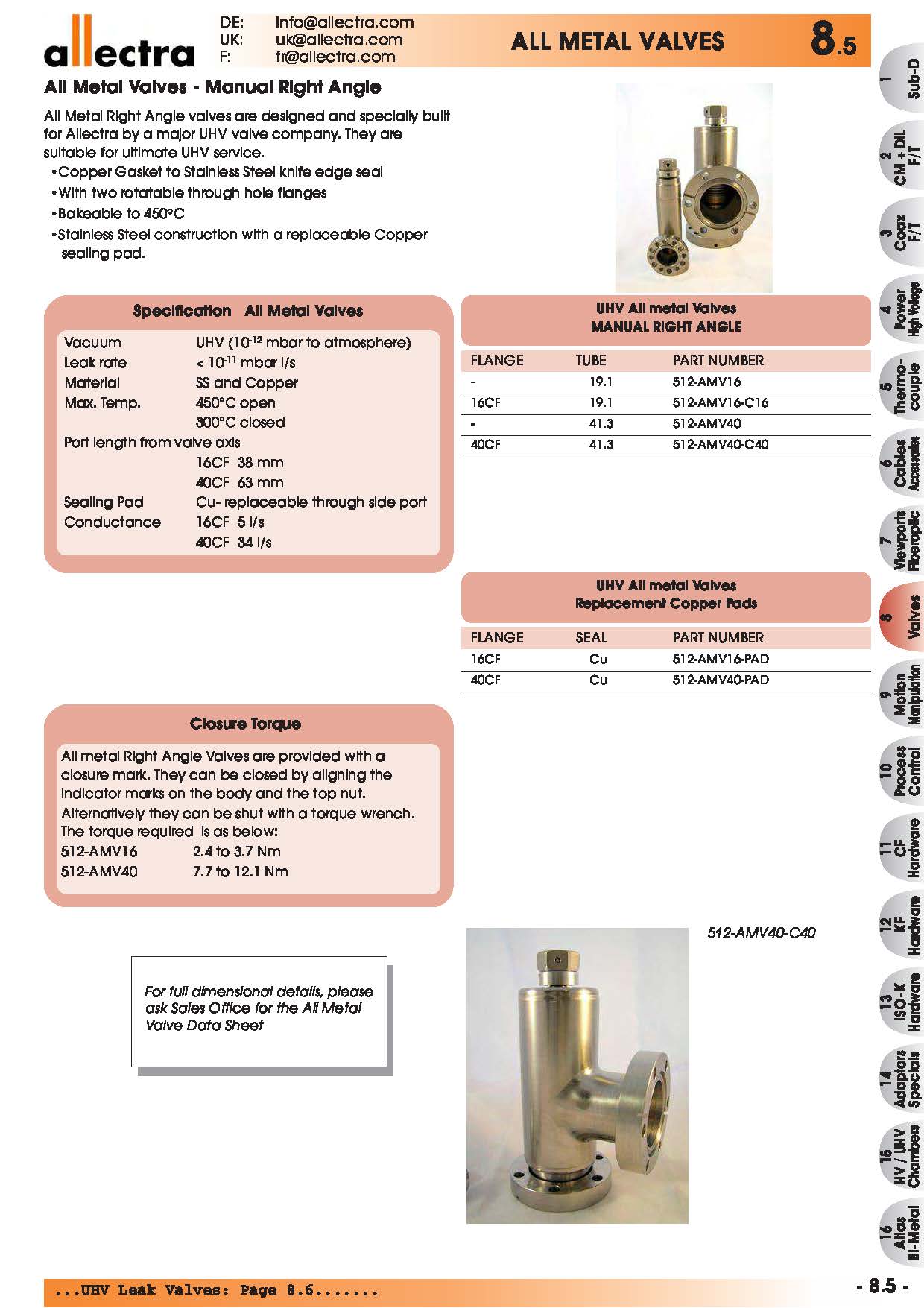 allectra全金属阀门，手动直接阀门