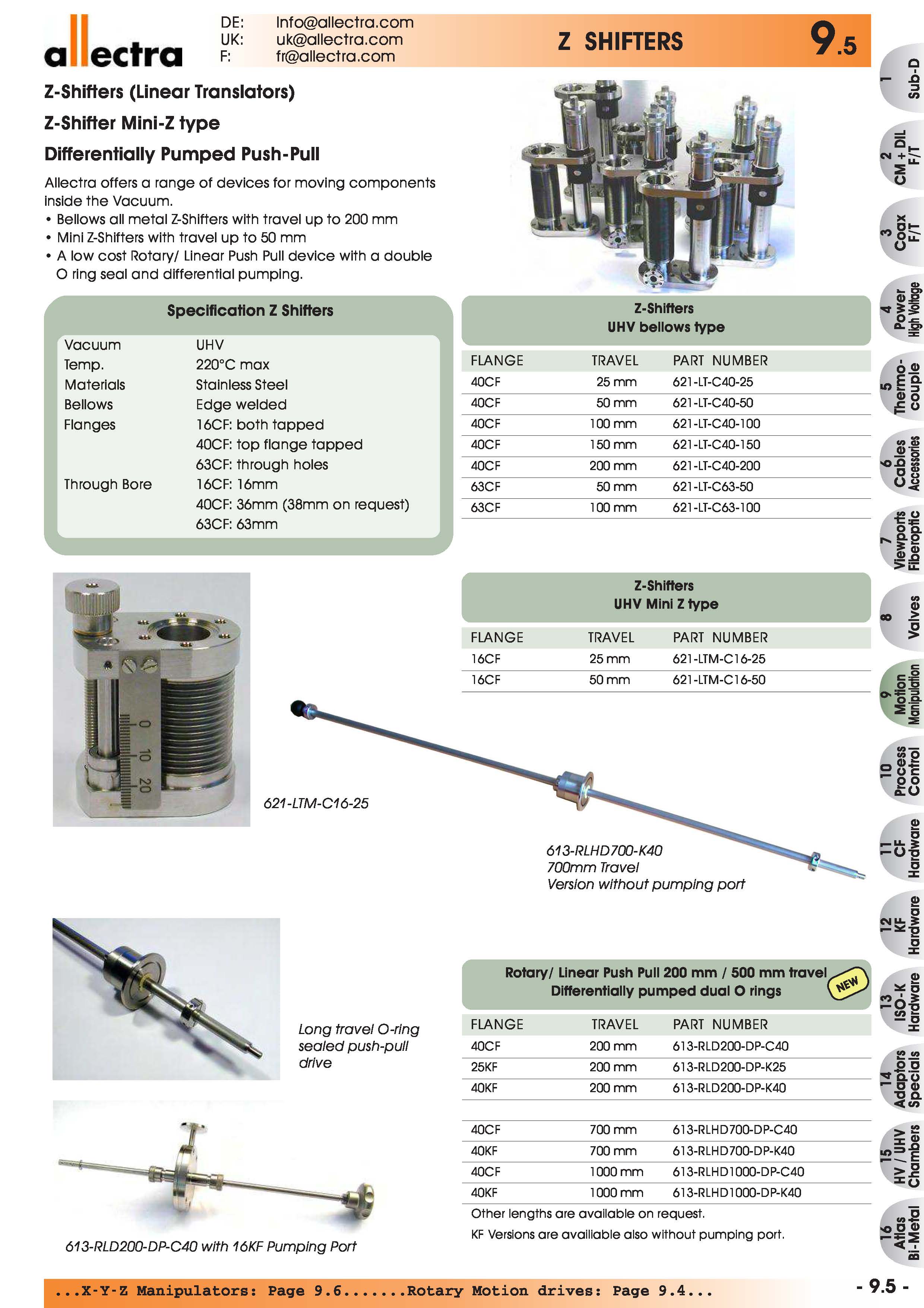 allectra Z位移驱动（线性平移），微型Z位移驱动，差分型推拉杆
