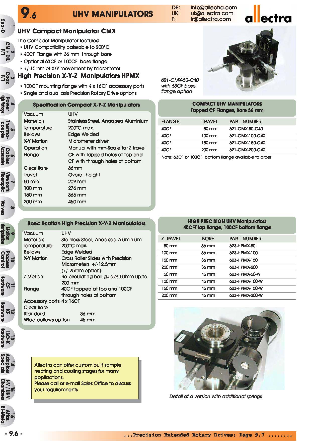 CMX超高真空紧凑型位移动台