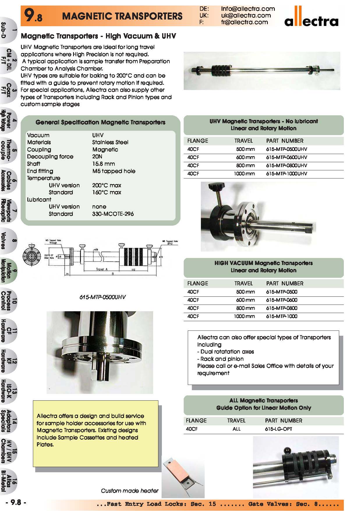 allectra高真空和超高真空磁力杆