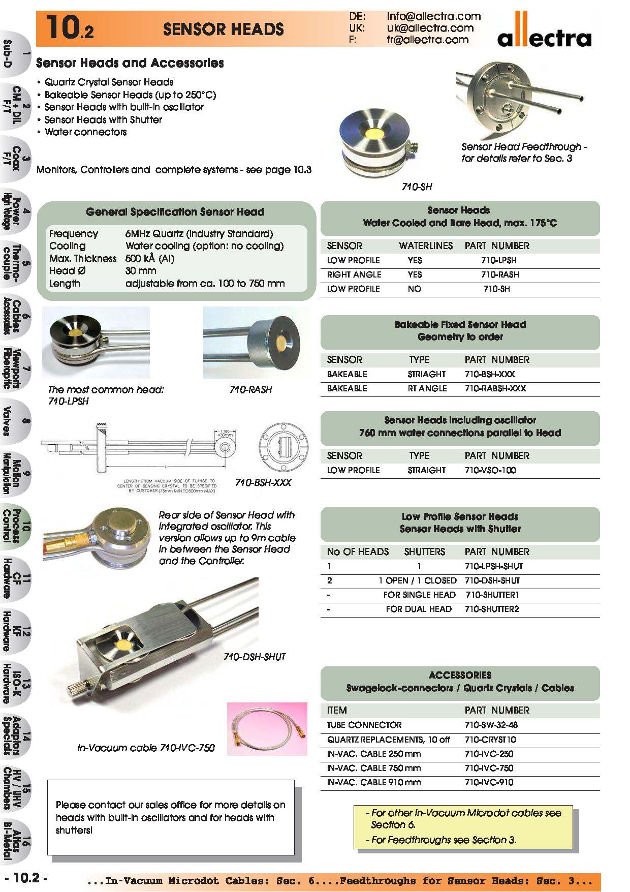 allectra传感器头和附件