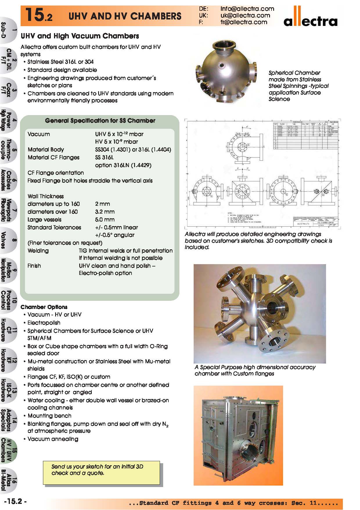 allectra 定制型超高真空和高真空腔体