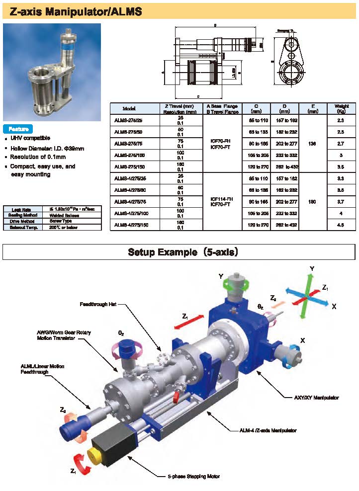 Rdec VacuumProducts Z轴位移台ALMS型