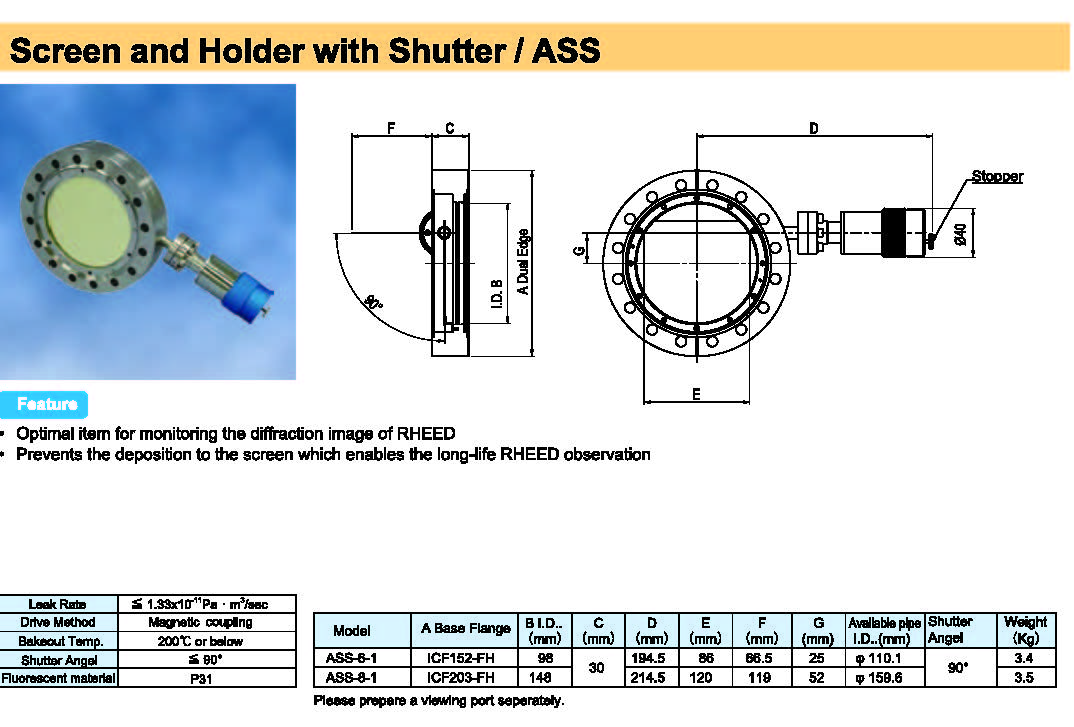 Rdec VacuumProducts 屏幕和带百叶窗挡板的支撑