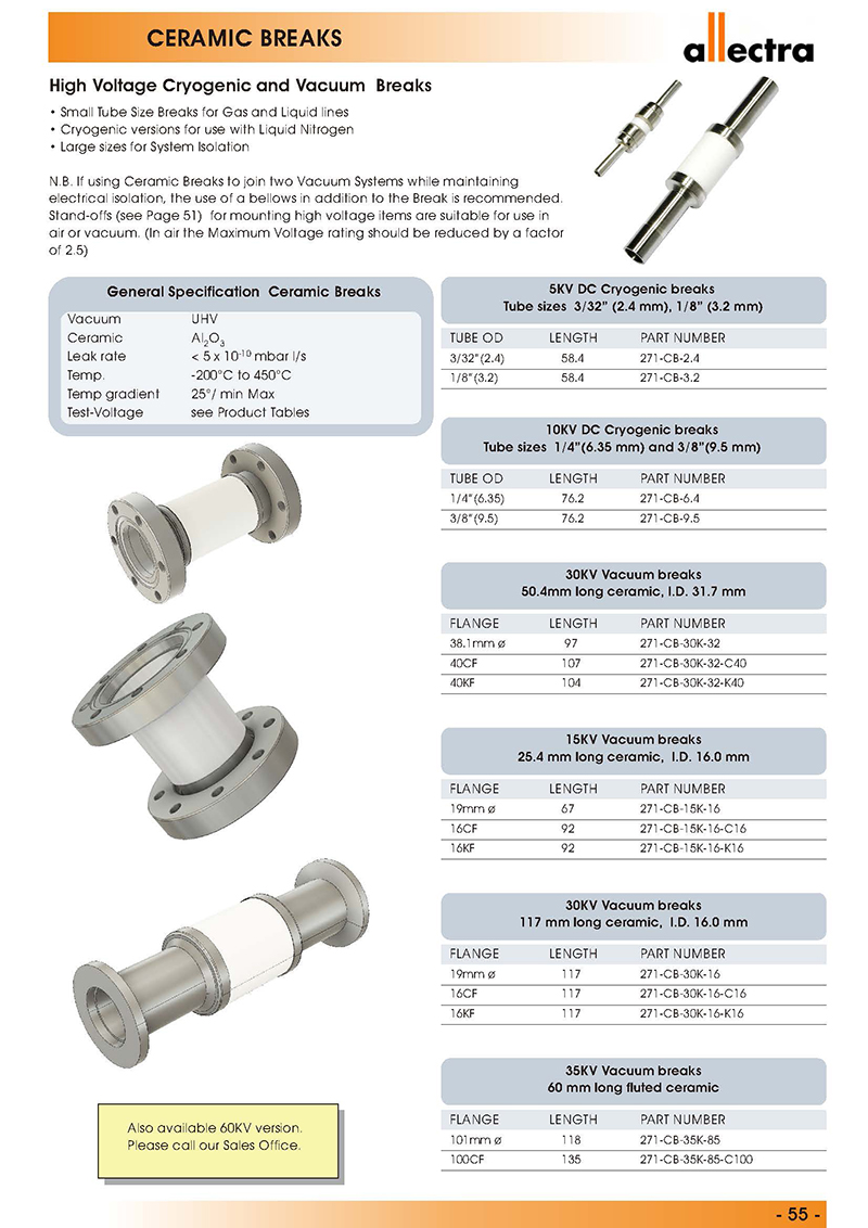 allectra陶瓷中断，高电压低温和真空中断