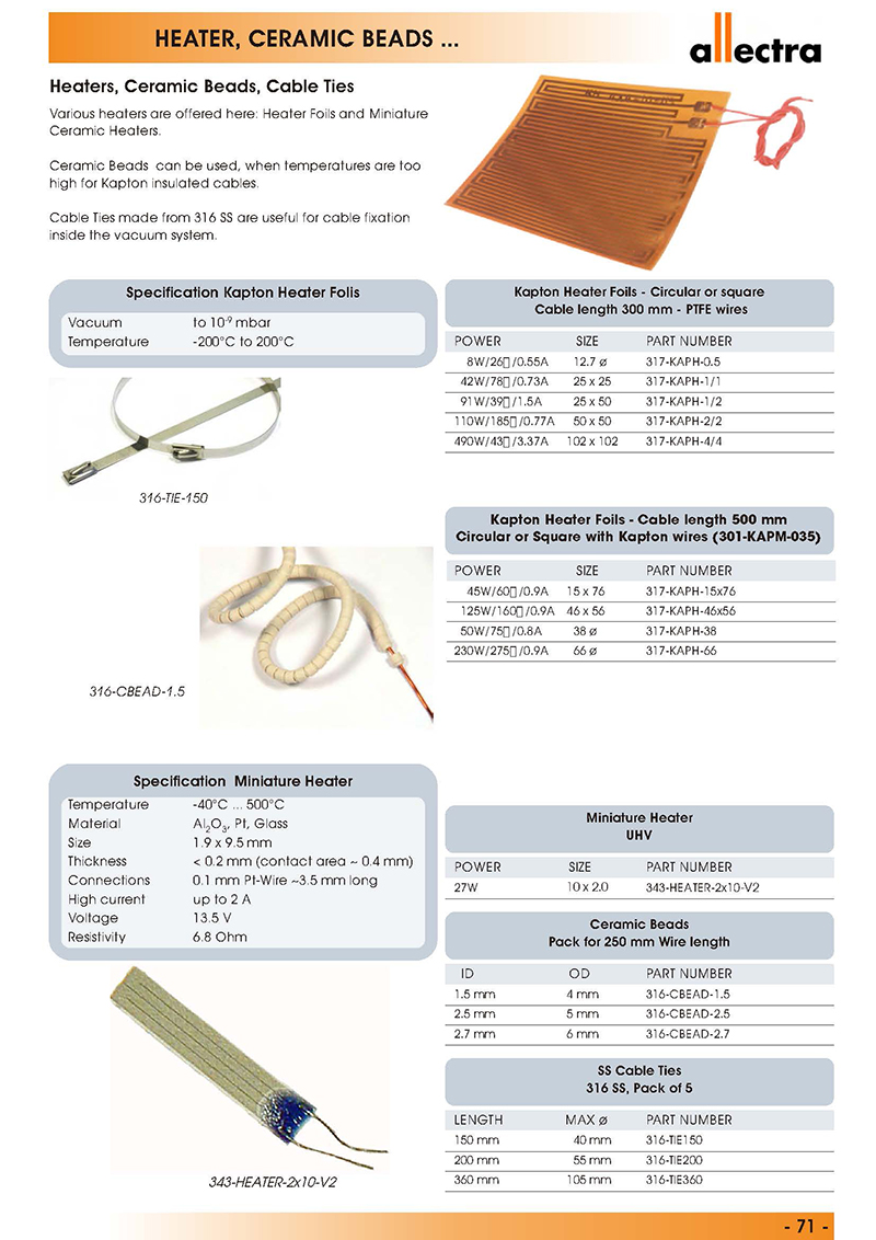 allectra加热器，陶瓷珠，扎线带
