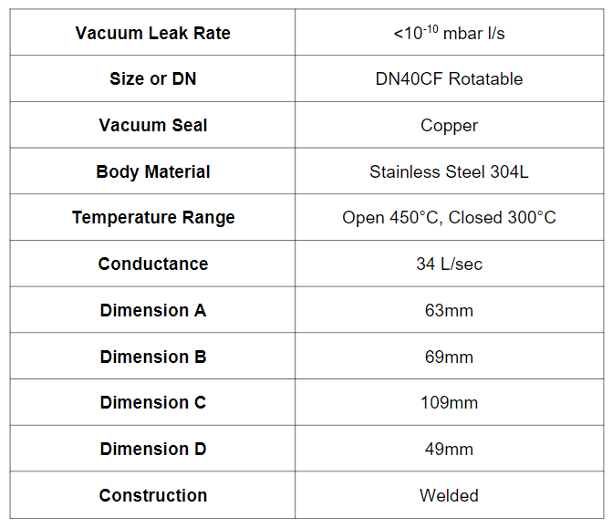 VACGEN 全金属角阀 ZCR40R 产品规格