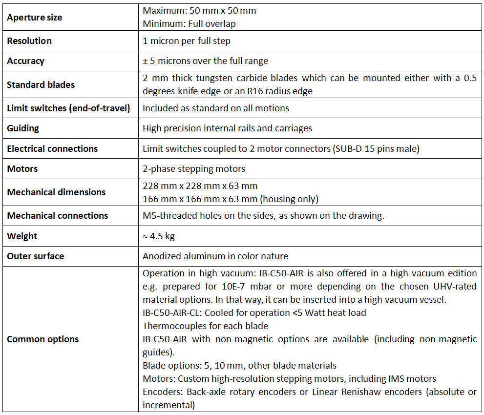IB-C50-AIR技术参数
