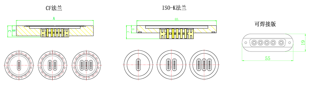 Sub-D型高功率真空馈通5W5